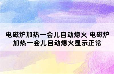 电磁炉加热一会儿自动熄火 电磁炉加热一会儿自动熄火显示正常